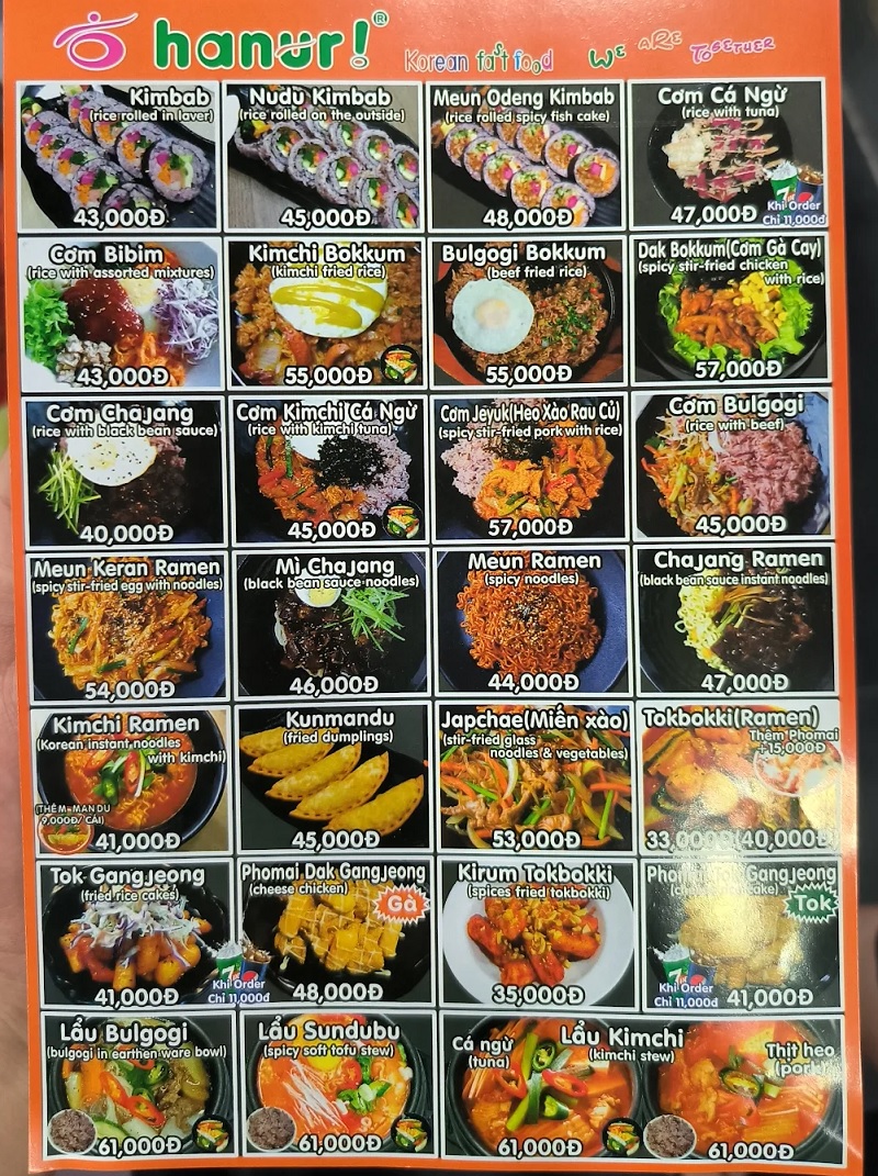 Hình ảnh menu Hanuri.